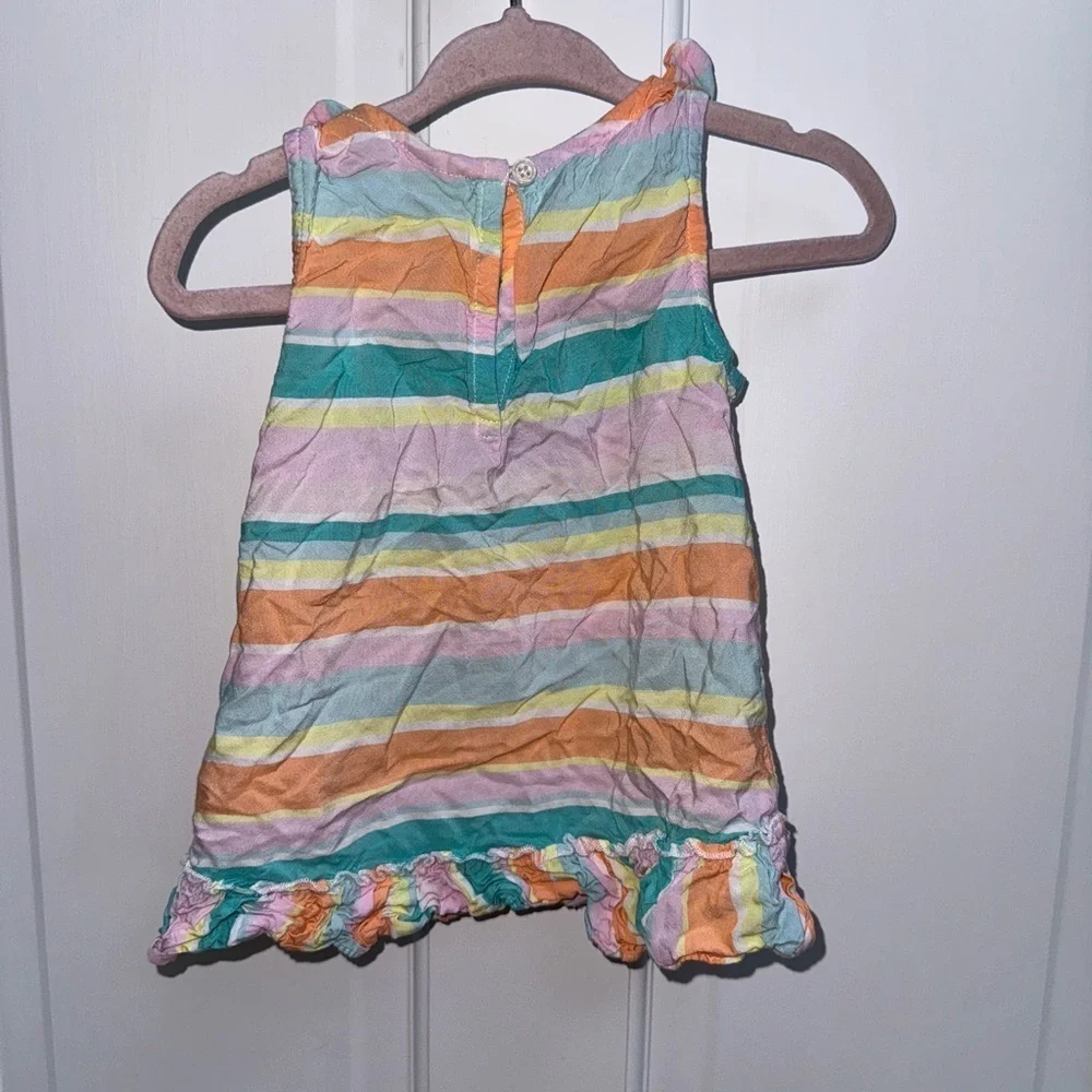 NWOT OshKosh B'gosh 2T Girls Orange and Green Tank Top with Ruffled Hem Blouse